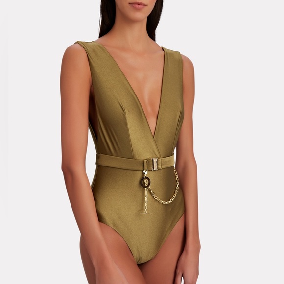 Zimmermann Olive Belted One Piece Swimsuit - Picture 2 of 8